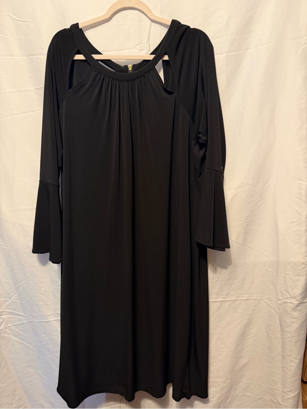 Calvin Klein Black Long-Sleeve Cold-Shoulder A-Line Dress